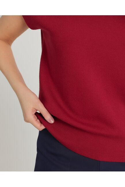 Топ из шерсти мериноса тонкой вязки и шелка Mulberry красный от byME 