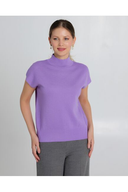 Топ из шерсти мериноса тонкой вязки и шелка Mulberry фиолетовый от byME 