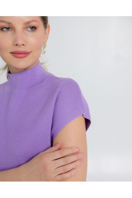 Топ из шерсти мериноса тонкой вязки и шелка Mulberry фиолетовый от byME 