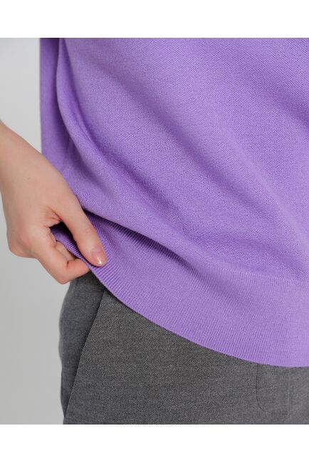 Топ из шерсти мериноса тонкой вязки и шелка Mulberry фиолетовый от byME 