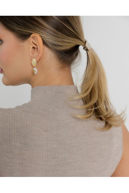 Топ из шерсти мериноса тонкой вязки и шелка Mulberry бежевый - 02B2430-beige от byME 