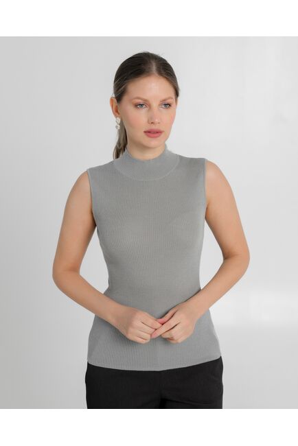 Топ из шерсти мериноса тонкой вязки и шелка Mulberry серый - 02B2430-grey от byME 