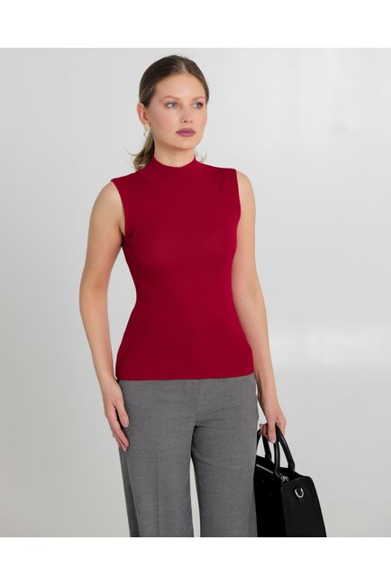 Топ из шерсти мериноса тонкой вязки и шелка Mulberry красный - 02B2430-red от byME 