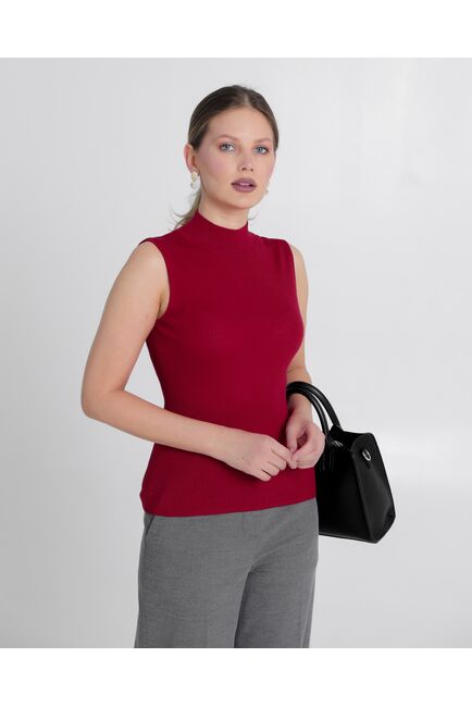 Топ из шерсти мериноса тонкой вязки и шелка Mulberry красный - 02B2430-red от byME 