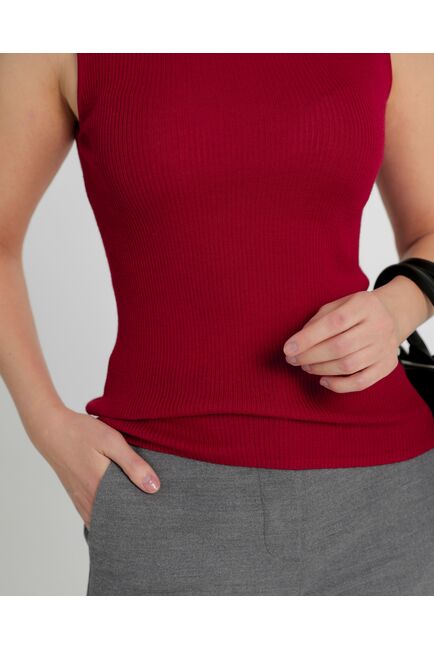 Топ из шерсти мериноса тонкой вязки и шелка Mulberry красный - 02B2430-red от byME 