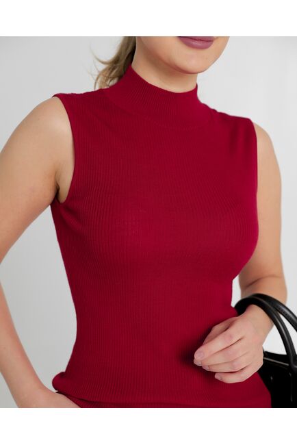 Топ из шерсти мериноса тонкой вязки и шелка Mulberry красный - 02B2430-red от byME 