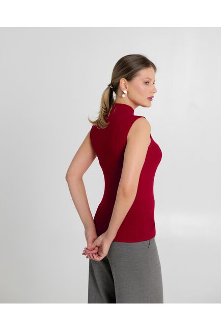 Топ из шерсти мериноса тонкой вязки и шелка Mulberry красный - 02B2430-red от byME 