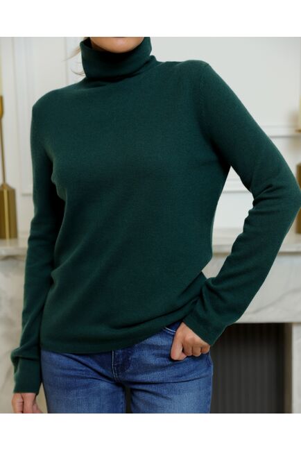 Водолазка из шерсти мериноса тонкой вязки зеленая от byME 