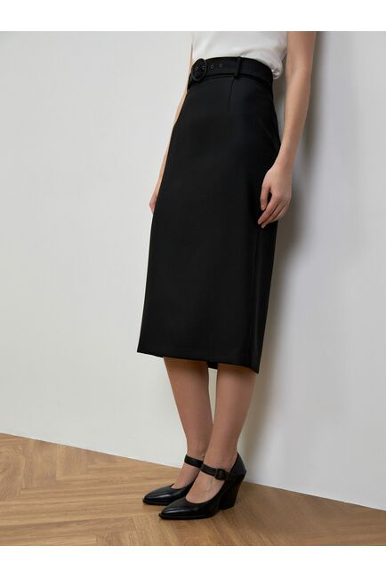 Юбка прямая с поясом черная от Calista 