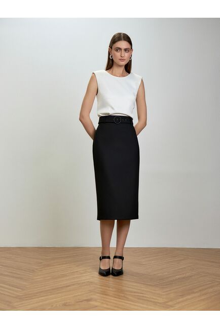 Юбка прямая с поясом черная от Calista 