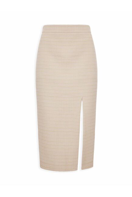 Юбка-карандаш из твида экрю/пудра от Calista 