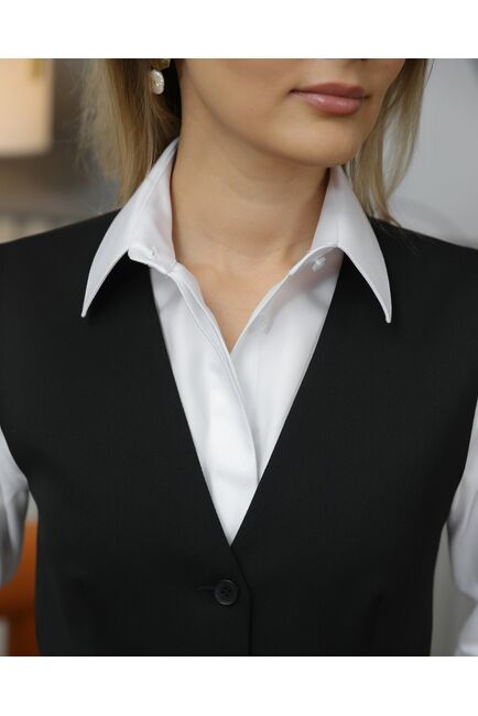 Женская рубашка из хлопка под пуговицы белая ребристой фактуры - 8515 от byME 