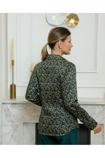 Женская рубашка из хлопка с принтом кофейные зерна с листочками - 8720 от byME 