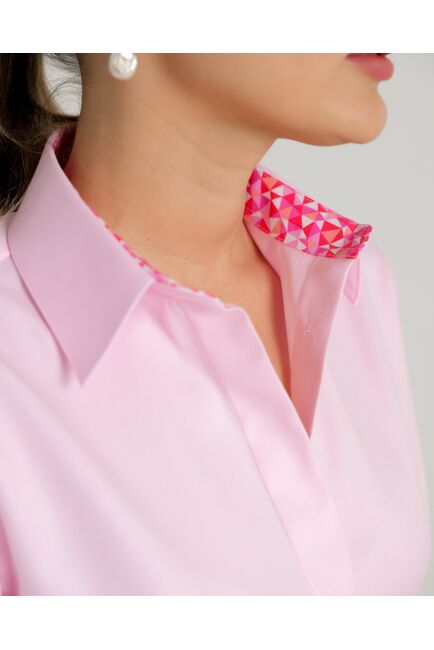 Женская рубашка из хлопка под запонки розовая - 8725 от ByME 