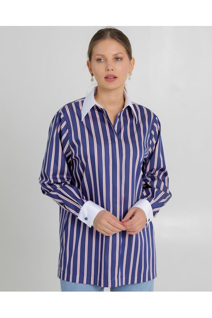 Женская рубашка с универсальной манжетой в полоску - 8735 от byME 