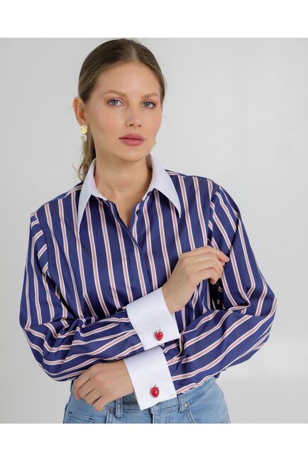 Женская рубашка с универсальной манжетой в полоску - 8735 от byME 