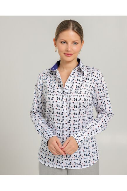 Женская рубашка из хлопка с принтом собачки в полоску - 8741 от byME 