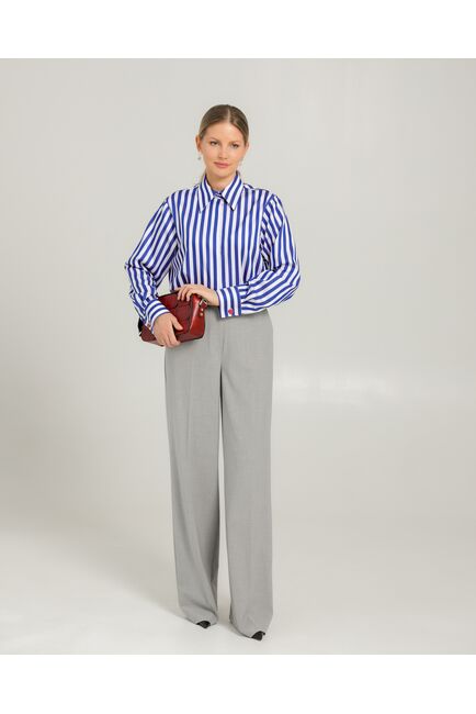 Женская рубашка из хлопка с универсальной манжетой в синюю полоску - 8744 от byME 