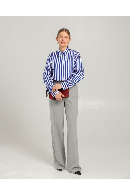 Женская рубашка из хлопка с универсальной манжетой в синюю полоску - 8744 от byME 