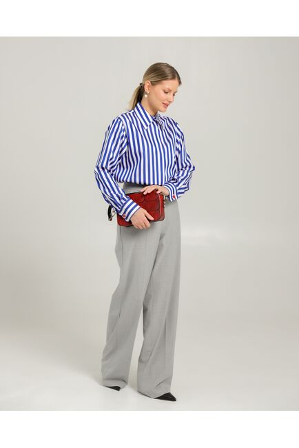 Женская рубашка из хлопка с универсальной манжетой в синюю полоску - 8744 от byME 