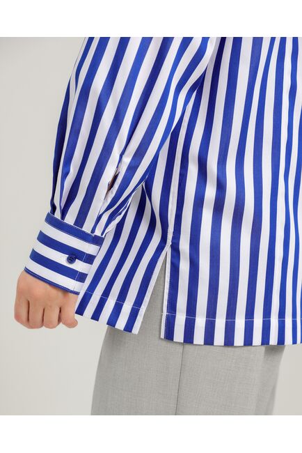 Женская рубашка из хлопка с универсальной манжетой в синюю полоску - 8744 от byME 