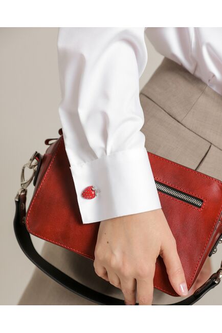 Женская рубашка из хлопка с универсальной манжетой белая - 8745 от byME 