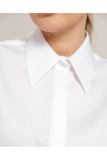 Женская рубашка из хлопка с универсальной манжетой белая - 8745 от byME 