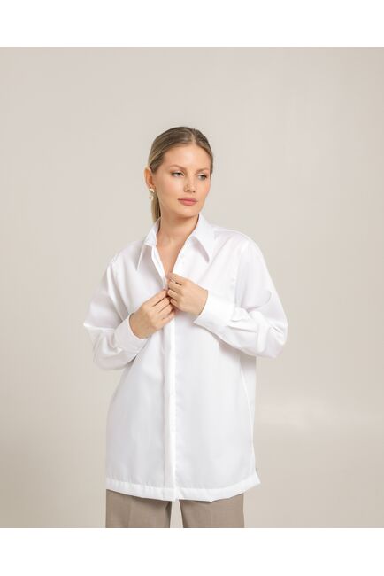 Женская рубашка из хлопка с универсальной манжетой белая - 8745 от byME 