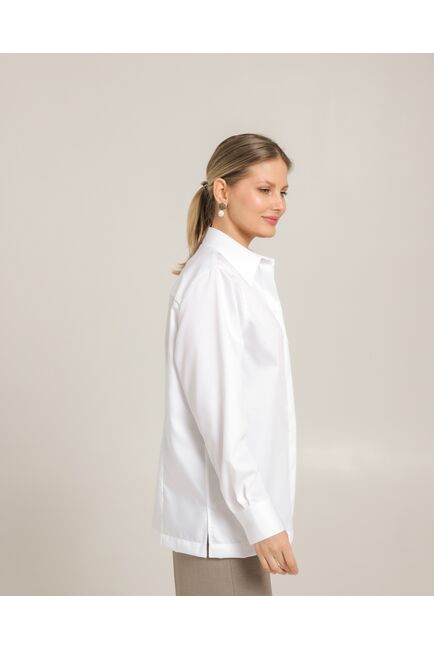 Женская рубашка из хлопка с универсальной манжетой белая - 8745 от byME 