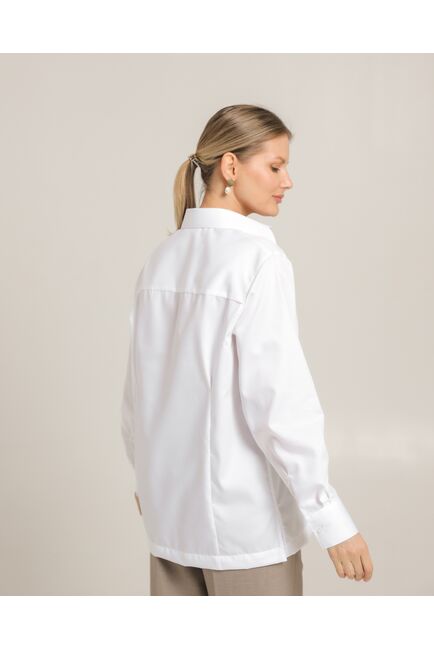 Женская рубашка из хлопка с универсальной манжетой белая - 8745 от byME 