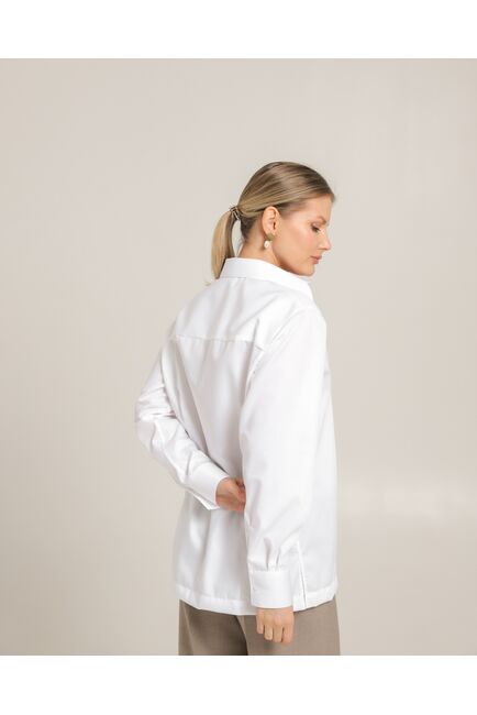Женская рубашка из хлопка с универсальной манжетой белая - 8745 от byME 