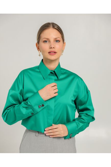 Женская рубашка из хлопка   с универсальным манжетом 8746 от byME 