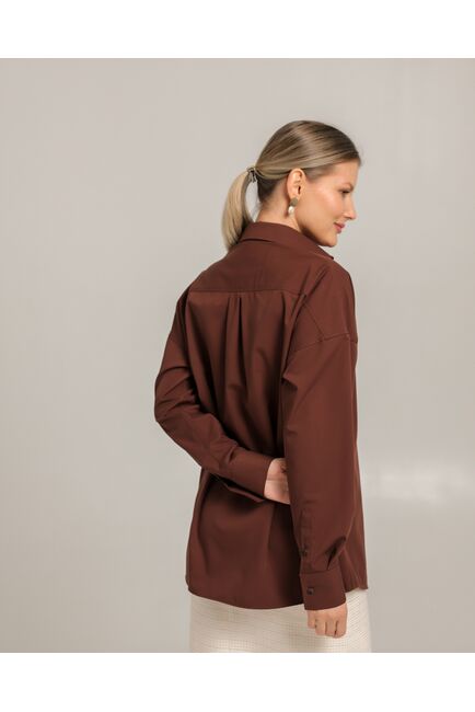 Женская рубашка из бамбука в шоколадном цвете- 8747 от byME 