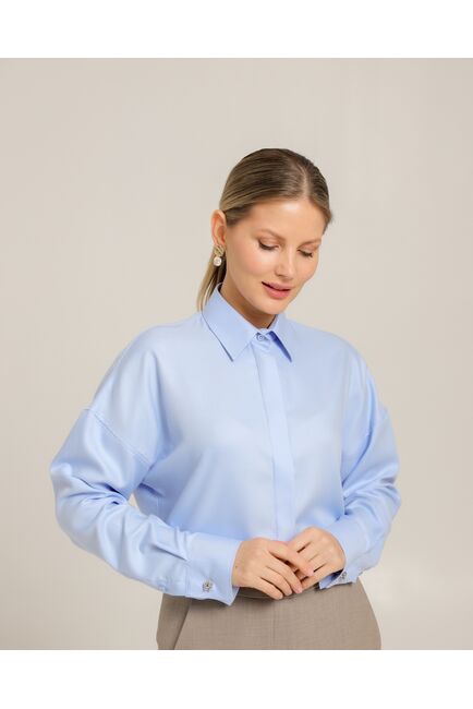 Женская рубашка из бамбука голубая- 8748 от byME 