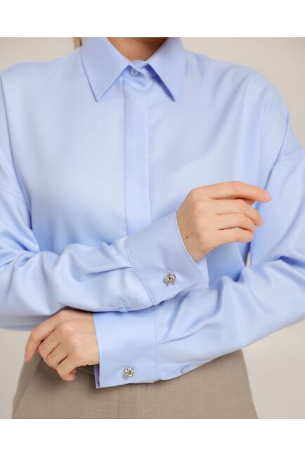 Женская рубашка из бамбука голубая- 8748 от byME 