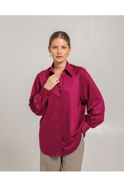 Женская рубашка из бамбука тёмная фуксия- 8750 от byME 
