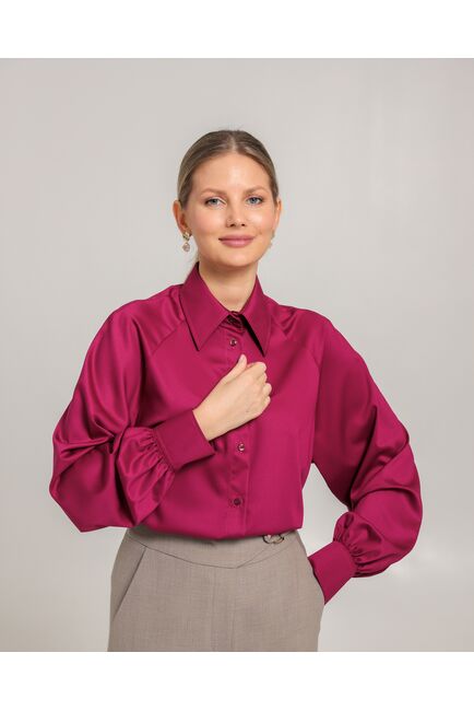 Женская рубашка из бамбука тёмная фуксия- 8750 от byME 