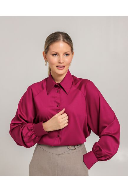 Женская рубашка из бамбука тёмная фуксия- 8750 от byME 