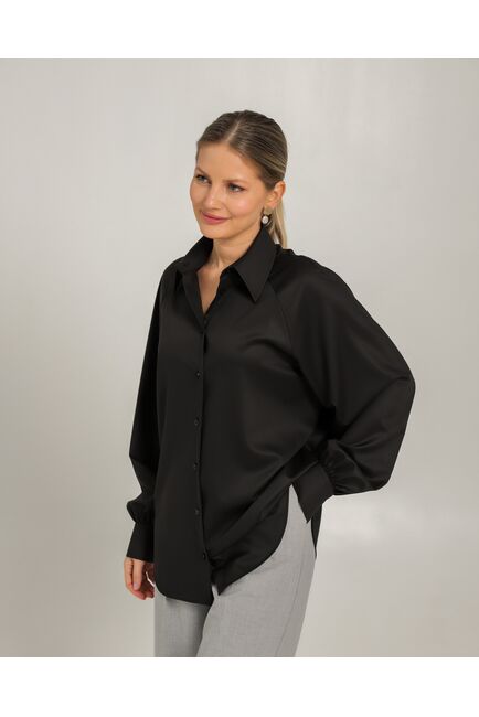 Женская рубашка черная из бамбука -8752 от byME 