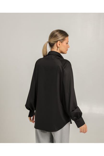 Женская рубашка черная из бамбука -8752 от byME 