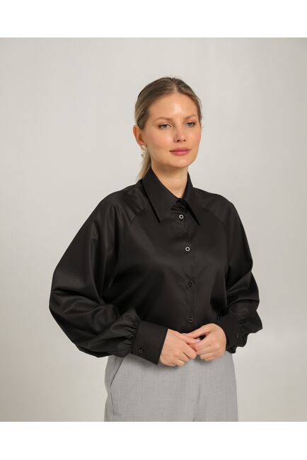 Женская рубашка черная из бамбука -8752 от byME 