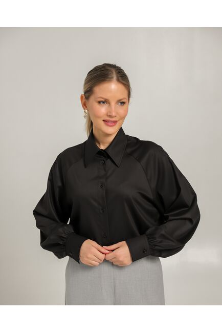 Женская рубашка черная из бамбука -8752 от byME 