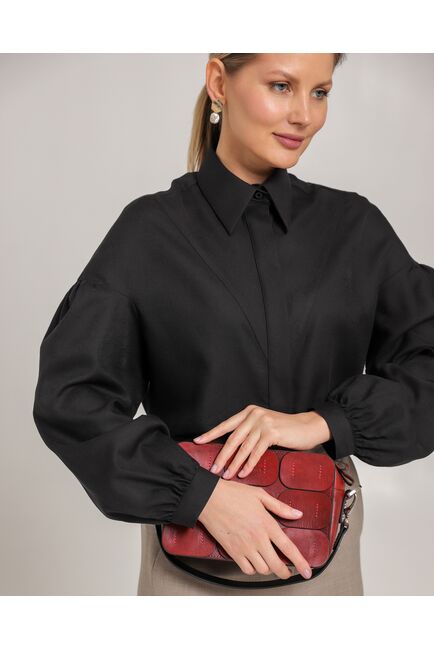 Женская рубашка из хлопка черная - 8754 от byME 