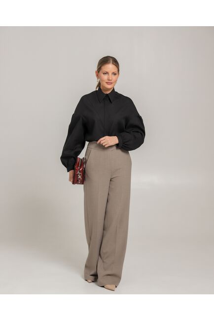 Женская рубашка из хлопка черная - 8754 от byME 