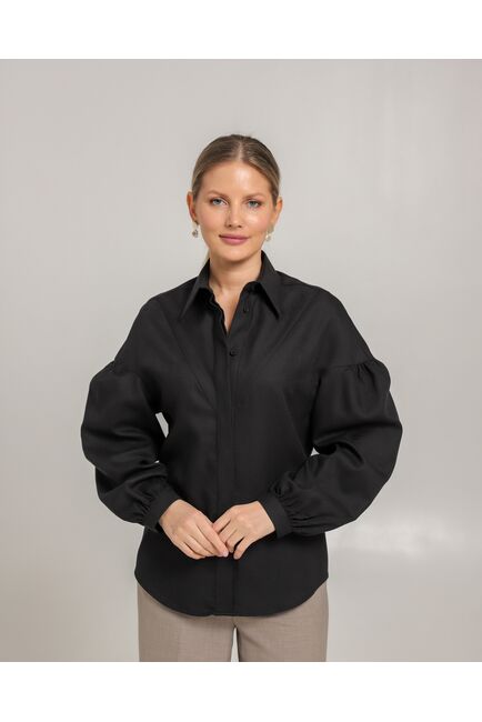 Женская рубашка из хлопка черная - 8754 от byME 