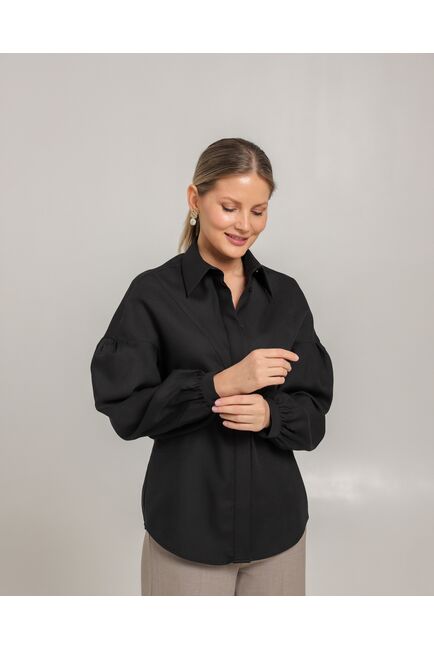 Женская рубашка из хлопка черная - 8754 от byME 