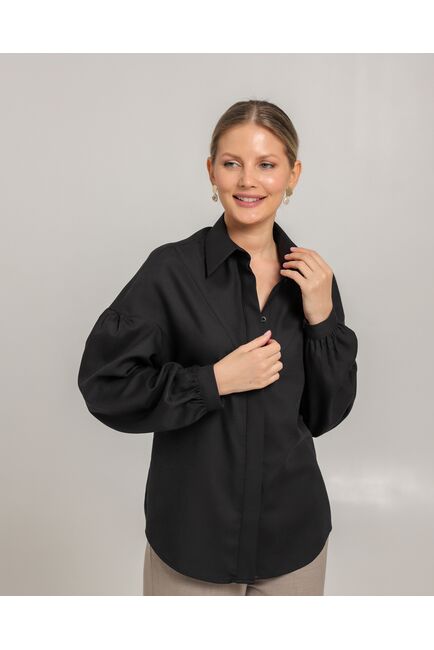 Женская рубашка из хлопка черная - 8754 от byME 