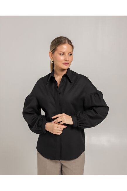 Женская рубашка из хлопка черная - 8754 от byME 