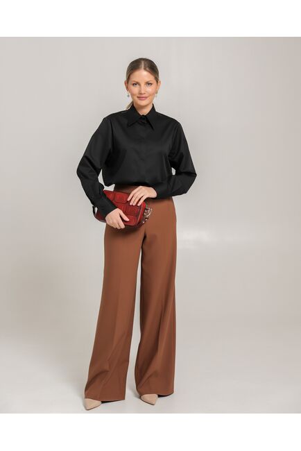 Женская рубашка из хлопка черная - 8756 от  