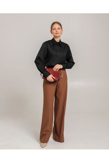 Женская рубашка из хлопка черная - 8756 от  